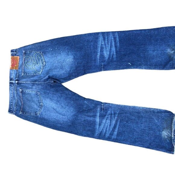 RARE Ed Hardy Embroidered Jeans Size 36 'Panther Claw' Blue - Picture 6 of 8